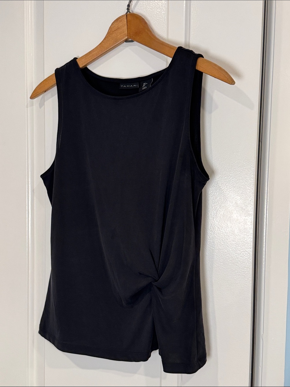 Tahari Black Sleeveless Top with Twist Detail